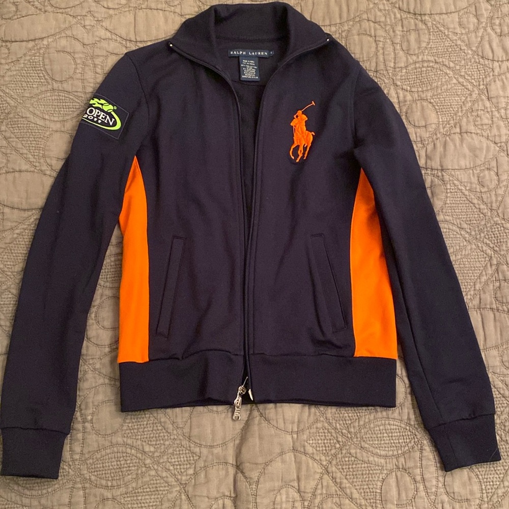 Ralph Lauren sweatshirt jacket Small with US Open 2011 logo. Like New